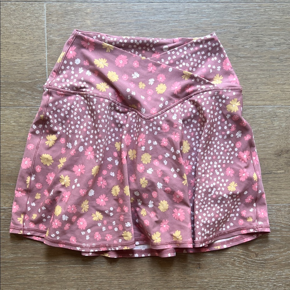 Aerie Real Me Crossover Waist Pink Floral Skirt | S